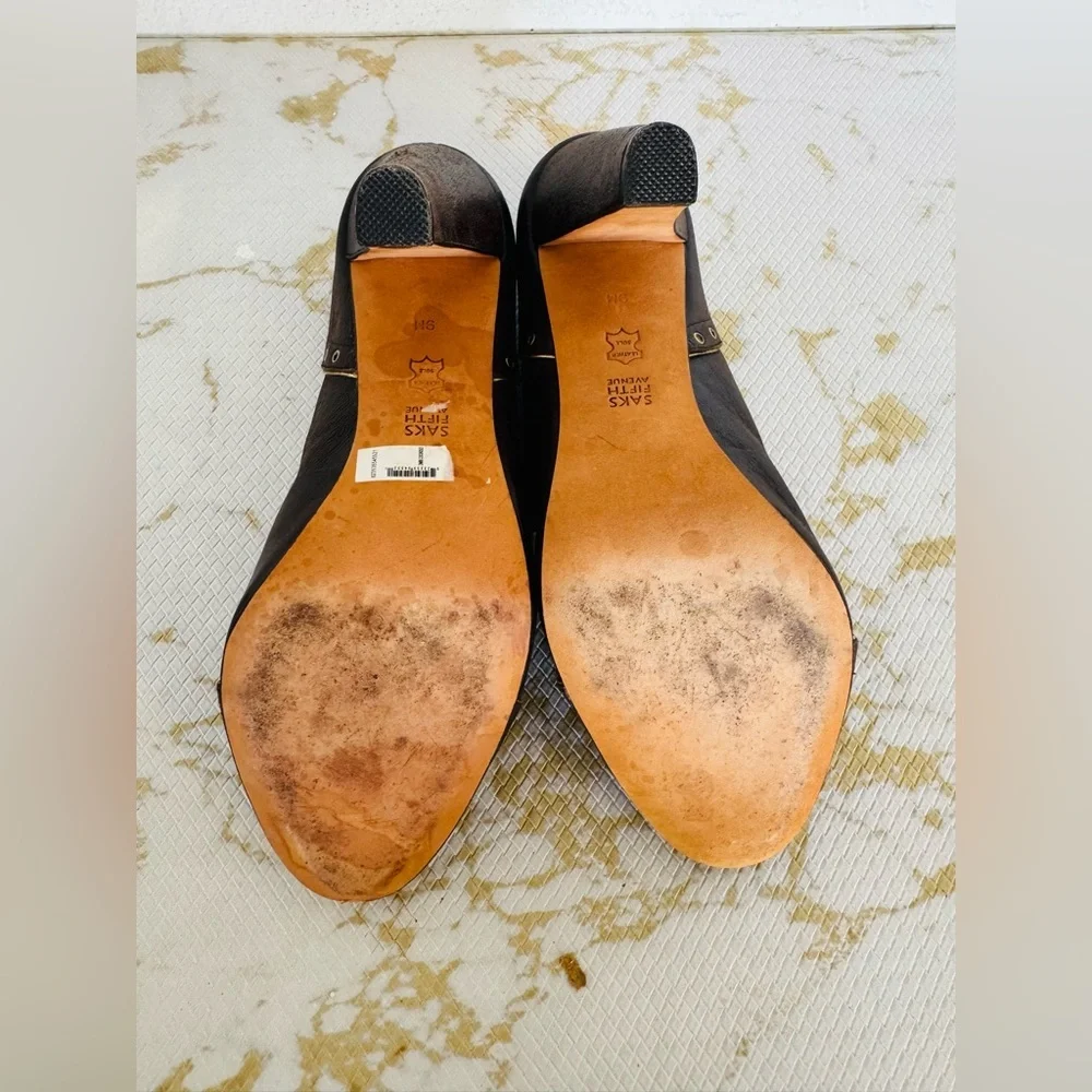 🔥🔥FINAL CLEARENCE🔥🔥 SAKS FIFTH AVENUE Vintage Mary Jane Brown Leather Shoes - Picture 9 of 10